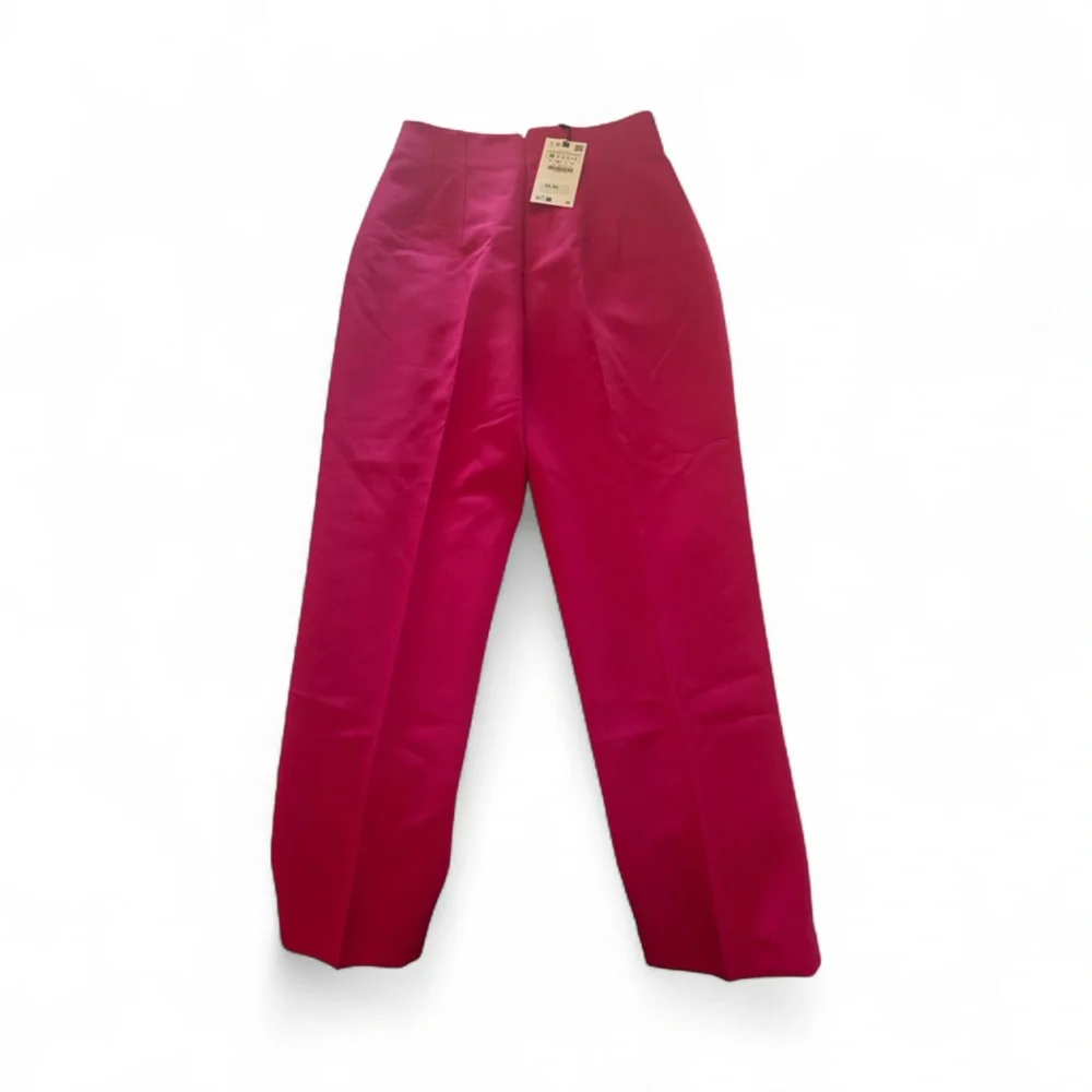 ZARA NWT High Waisted Tailored Trousers Pink Fuchsia Pants Size M Workwear Chic - Picture 6 of 11
